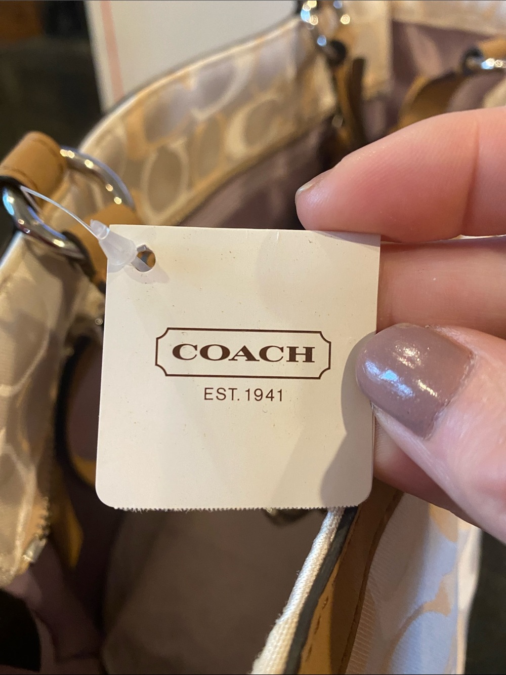 NWT Coach Y2K Beige Signature Tote with Leather Trim Original Box - Picture 3 of 16